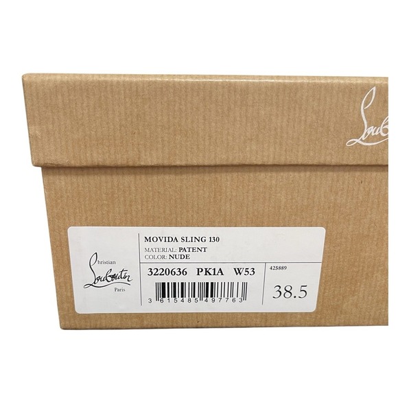 Christian Louboutin Movida 130 Nude Patent Leather Slingback Heel EU 38.5 US 8.5 - Picture 11 of 12